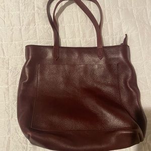 Madewell Deep Purple Leather Transport Tote